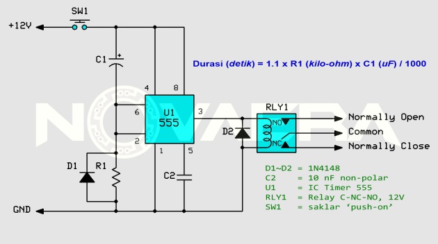 relay switching delay with 555 monostable